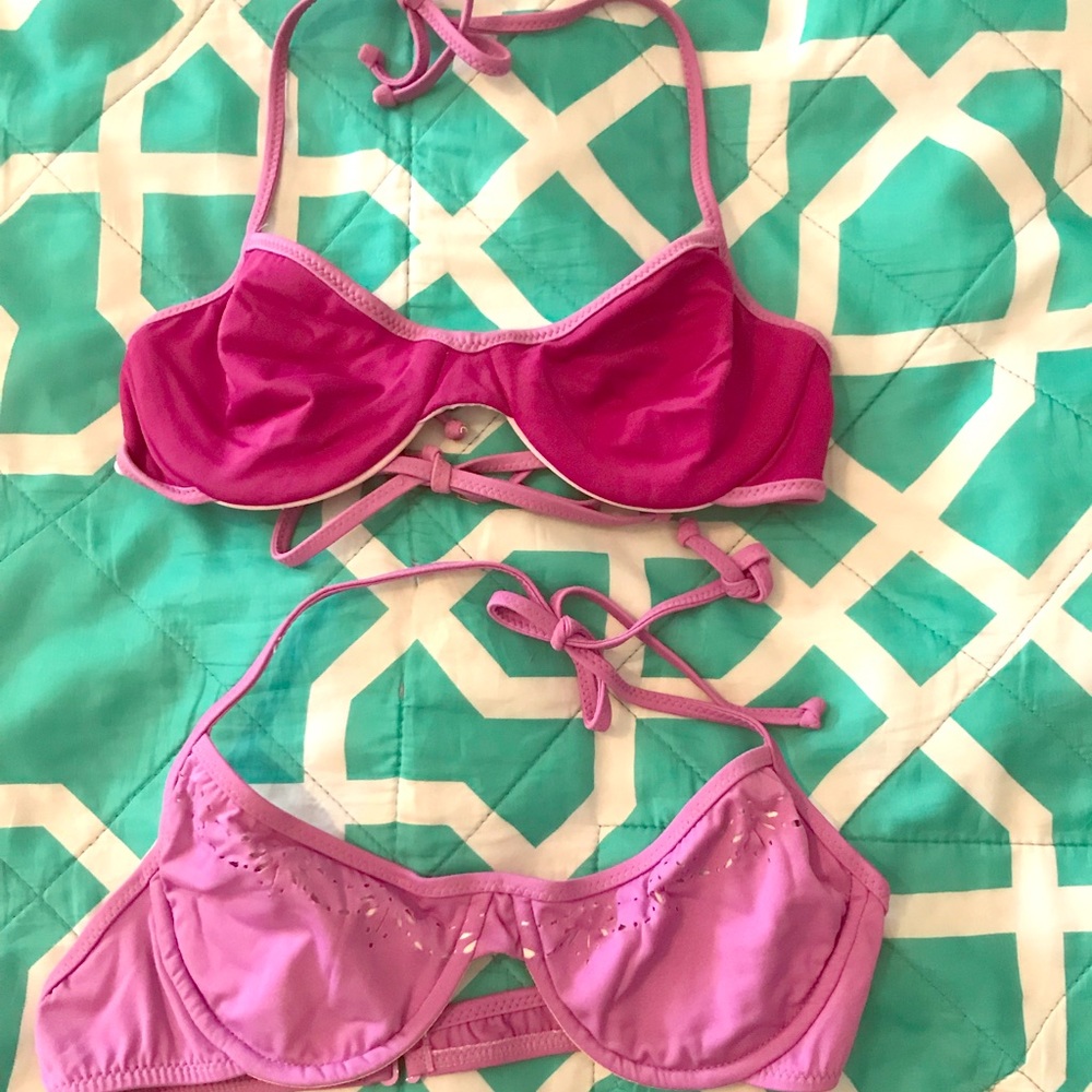 2 J. Crew underwire bikini tops, size 6